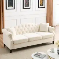 House of Hampton 3 Seater Sofa Tufted Couch with Rolled Arms and Nailhead