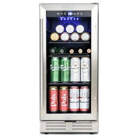Kozart Built-In And Freestanding 15" Mini Beverage Refrigerator/Wine Cabinet, 120 Cans, 34-65F, Quiet, Adjustable Shelve