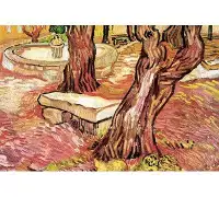 Vault W Artwork The Stone Bench in The Garden of Saint-Paul Hospital by Vincent Van Gogh - Painting Print