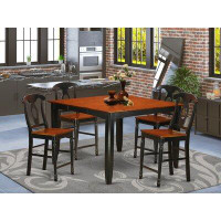 Red Barrel Studio Krull Counter Height Butterfly Leaf Rubberwood Solid Wood Dining Set