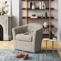 Mercury Row Antai 82.55Cm Wide Tufted Polyester Swivel Barrel Chair