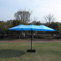 Arlmont & Co. 15x9ft Large Double-Sided Rectangular Outdoor Twin Patio Market Umbrella