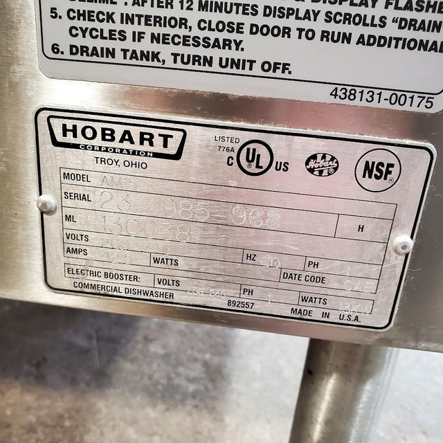 Hobart AM15 High-Temp Dishwasher in Industrial Kitchen Supplies - Image 4
