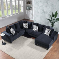 Latitude Run® Modern Sectional Sofa Corner Couch with Lots of Pillows