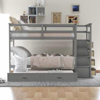 Harriet Bee Twin Over Twin Bunk Bed With Trundle And Staircase