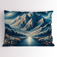 Ambesonne Ambesonne Abstract Mountains Pillow Sham Dreamy Night 26" X 20" Night Blue and Coconut