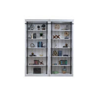 Birch Lane™ Lorna Rustic 94" Tall Bookcase Wall With Ladder, Storage Organizer, Display Shelf For Office, Fully Assemble