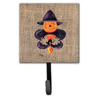Caroline's Treasures Halloween Pumpkin Bat Fleur De Lis Leash Holder and Wall Hook