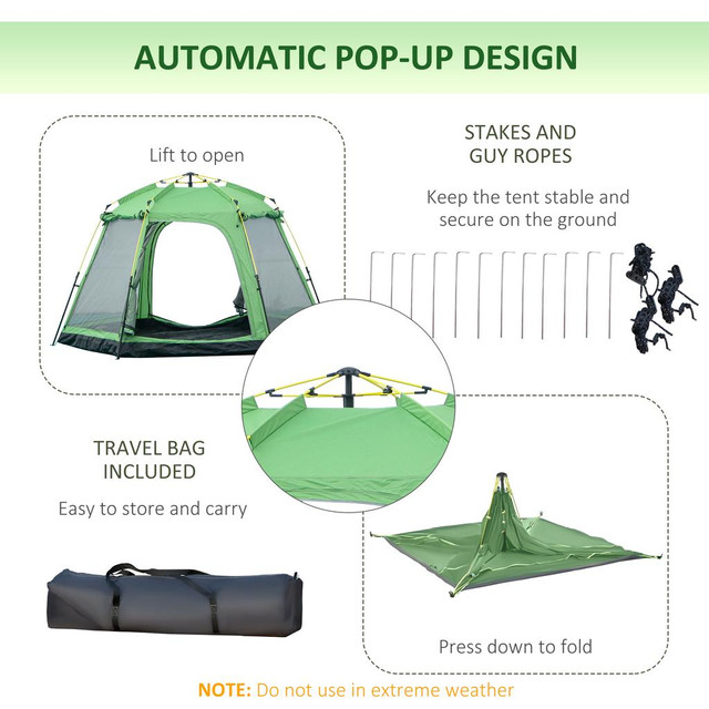 Camping Tent 126" x 126" x 70.75" Green in Fishing, Camping & Outdoors - Image 4