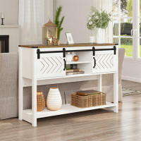 Red Barrel Studio console table with Adjustable shelf and two sliding doors