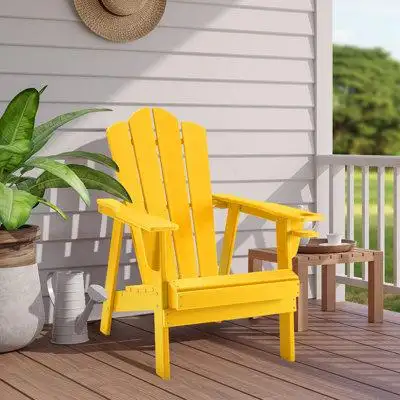 Highland Dunes Durable Adirondack Chair,patio Chairs, Fire Pit Chairs - Hdpe Poly Lumber With Cup Holder, All-weather Re