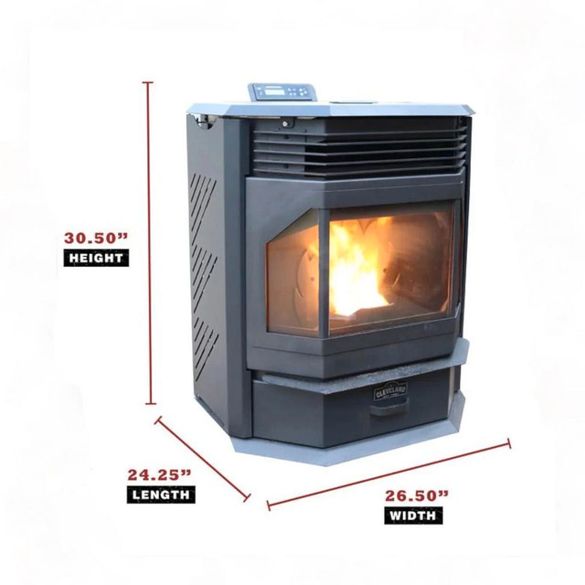 CLEVELAND IRON WORKS PSBF66W-CIW BAY FRONT PELLET STOVE - 65 LBS HOPPER + SUBSIDIZED SHIPPING + 1 YEAR WARRANTY in Fireplace & Firewood - Image 2