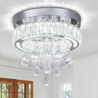 House of Hampton Modern Crystal Chandelier LED Crystal Ceiling Light