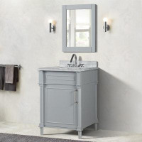 Red Barrel Studio 24” Single Vanity Set With White Carrara Marble Top and Mirror