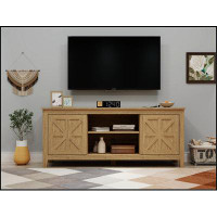 Gracie Oaks 58-inch TV Console Table with 2 barn storage cabinets for TV accessories, DVDs, Booksand other items