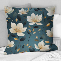 East Urban Home Teal & Ivory Elegant Floral Pattern - Floral Printed Throw Pillow
