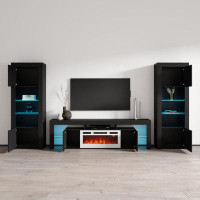 Meble Furniture Soleo Entertainment Centre for TVs up to 88" with Electric Fireplace Included