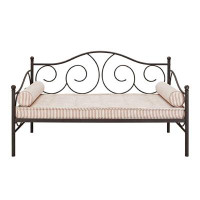 Winston Porter Twin Scrolling Metal Day Bed Frame In Contemporary Brushed Bronze Dark Pewter