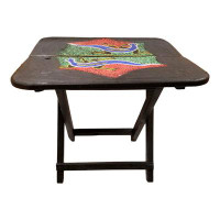 Dakota Fields 20" Dark Brown Solid Wood Nature Design Folding Portable End Table