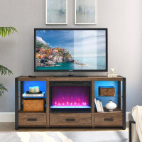 Ivy Bronx Electric Fireplace Media TV Stand With Sync Colorful LED Lights
