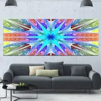 Made in Canada - Design Art 'Multi-Colour Pink Fractal Stained Glass'  6 Piece Graphic Art Print Set on Canvas