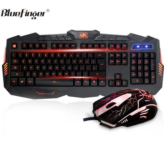 NEW WIRED KEYBOARD & MOUSE GAMING MECHANCIAL COLORED PC V100 in Mice, Keyboards & Webcams in Alberta - Image 2