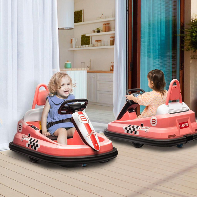 KIDS BUMPER CAR, 6V 360° ROTATION ELECTRIC RIDE ON CAR, TWIN MOTORS BATTERY POWERED TOY WITH MUSIC, HORN AND LIGHTS, SAF in Toys & Games