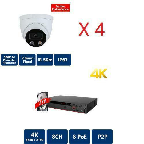Promotion! 4pcs Dahua OEM 5MP AI ACTIVE DETERRENCE 24/7 FULL COLOR 50M IR IP AI TURRET, 2.8MM FIXED (FDIP9155H-A-PV-28-A in Security Systems