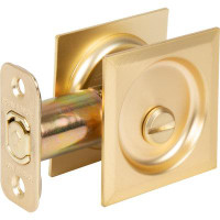 Stone Harbor Hardware Contemporary Square Pocket Door Lock, Privacy (Bed/Bath) Latch, 2-3/8" Backset, RCL, Satin Brass B