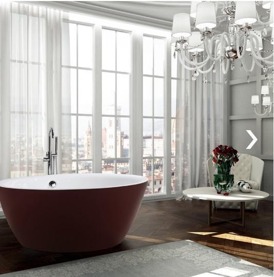 Prato 59x59 in. Round Acrylic Freestanding Bathtub in Glossy Red or Glossy White w Centre Drain, Seamless Joint BHC in Plumbing, Sinks, Toilets & Showers