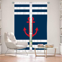 East Urban Home Lined Window Curtains 2-panel Set for Window Size Organic Saturation Anchor Stripes Blue