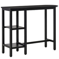 MODERN BAR TABLE, PUB TABLE, ACCENT CONSOLE TABLE WITH SIDE STORAGE SHELF &amp; METAL FRAME, BLACK