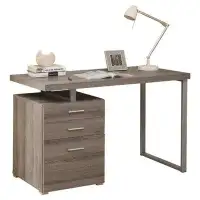 Ebern Designs Modern Home Office Laptop Computer Desk In Dark Taupe Wood Finish