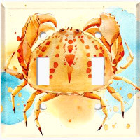 WorldAcc Metal Light Switch Plate Outlet Cover (Sea Crab Sand Beach  - Double Toggle)