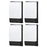 Ebern Designs 10"H Outdoor LED Wallpack Dusk to Dawn Wall Lights, (4 Pack) Low Profile Black Finish, White Shade