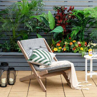 Rosecliff Heights Foldable Wood Beach Sling Chair 3-position Adjustable Beech Chair W/free Cushion