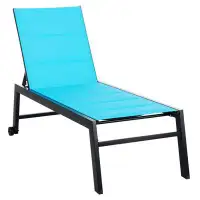 Ebern Designs Outdoor Chaise Lounge With Wheels, Five Position Recliner, Pool Lounge Chairs
