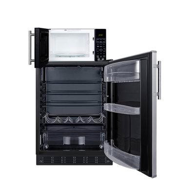 Summit Appliance Summit 24" Wide Black Microwave/Stainless Steel Door Refrigerator Combination with Allocator in Refrigerators