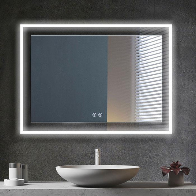 Edge Lit LED Bathroom Mirror 36 In H (W= 36, 48, 55 & 60) w Touch Button, Anti Fog, Dimmable, Vertical & Horizontal Moun in Floors & Walls - Image 4