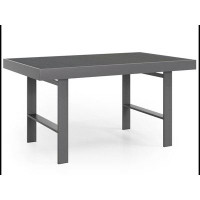 MR Aluminum Grey Tall High Patio Dining Table Outdoor Coffee Sofa Tables Rectangle WQLY322-W1828P160584