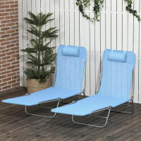 Ebern Designs 2 Piece Folding Chaise Lounge Chairs, Pool Sun Tanning Chairs, Outdoor Lounge Chairs With 6-Position Recli