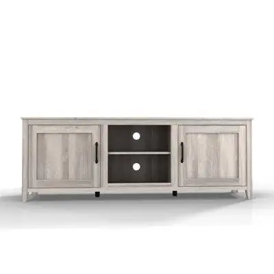 Gracie Oaks Tv Stand Storage Media Console Entertainment Centre With Two Doors, Grey Walnut