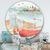 Made in Canada - East Urban Home 'Lake House Canoes III' - Painting Print on Metal Circle