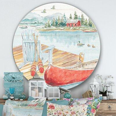 Made in Canada - East Urban Home 'Lake House Canoes III' - Painting Print on Metal Circle in Arts & Collectibles