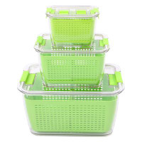 Prep & Savour Set Of 3 Refrigerator Produce Saver Containers Storage Bins With Adjustable Air Vent, Removable Filter Col