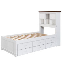 Red Barrel Studio Chocklette Storage Bed, Twin Bed, Bookcase Bed with Trundle