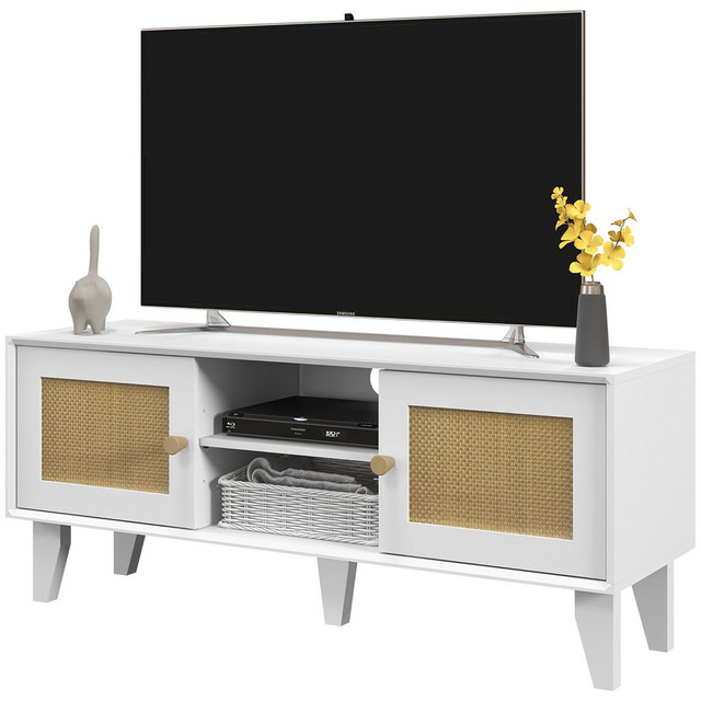 TV Stand 43.3" W x 13.8" D x 18.1" H White in TV Tables & Entertainment Units - Image 2