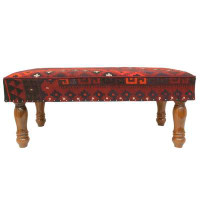 Bungalow Rose Antique Vintage Odom Handmade Kilim Upholstered Settee