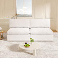 Latitude Run® Classic Comfort 2-Piece Loveseat - Contemporary Modular White Fabric Sectional for Small Spaces