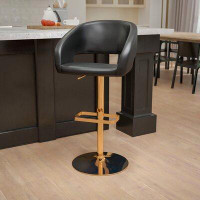 Wade Logan Amberlie Vinyl Adjustable Height Barstool with Rounded Mid-Back